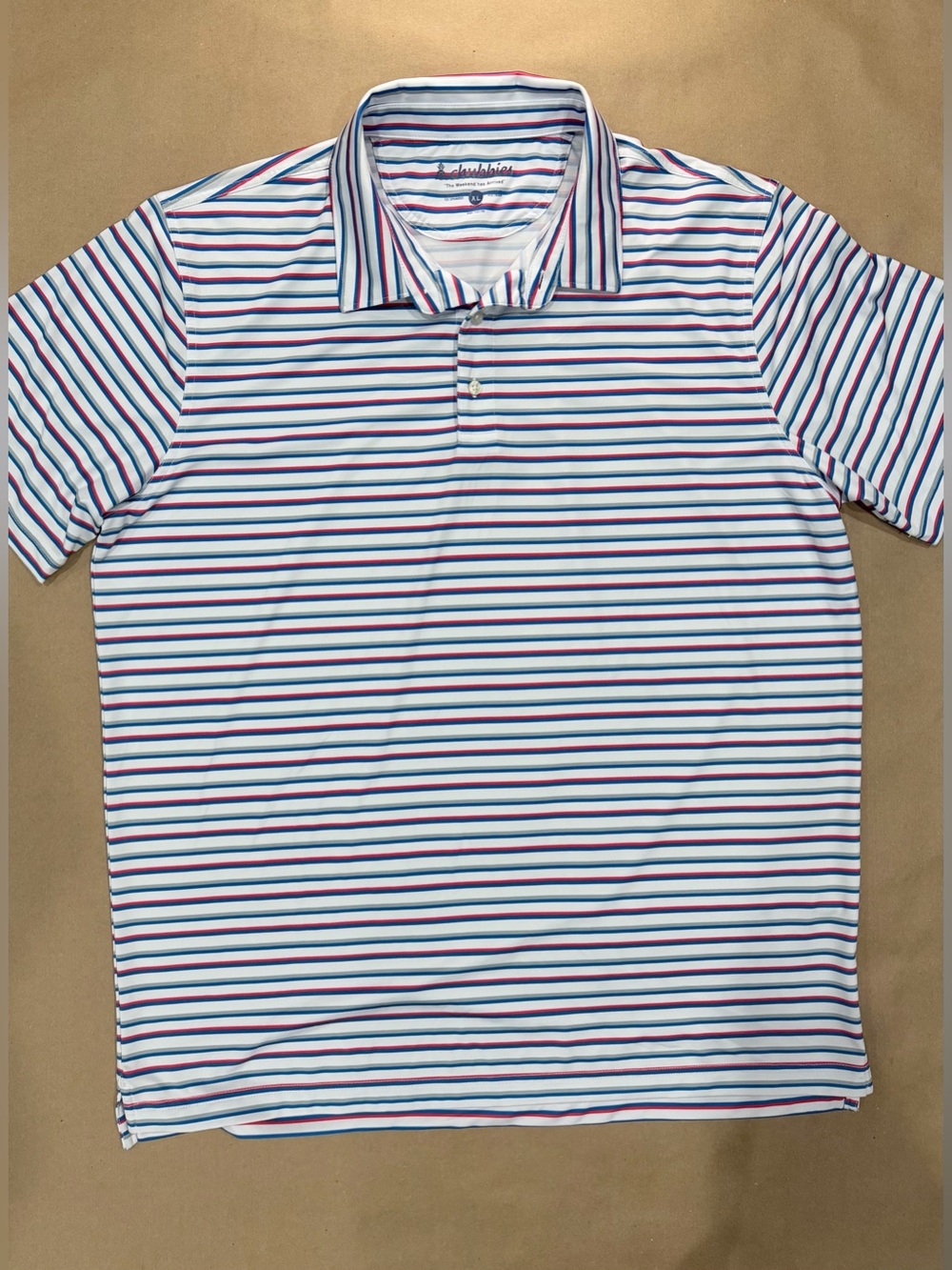Chubbies Performance Polo – Men’s XL Striped Stretch Shirt Pineapple Logo